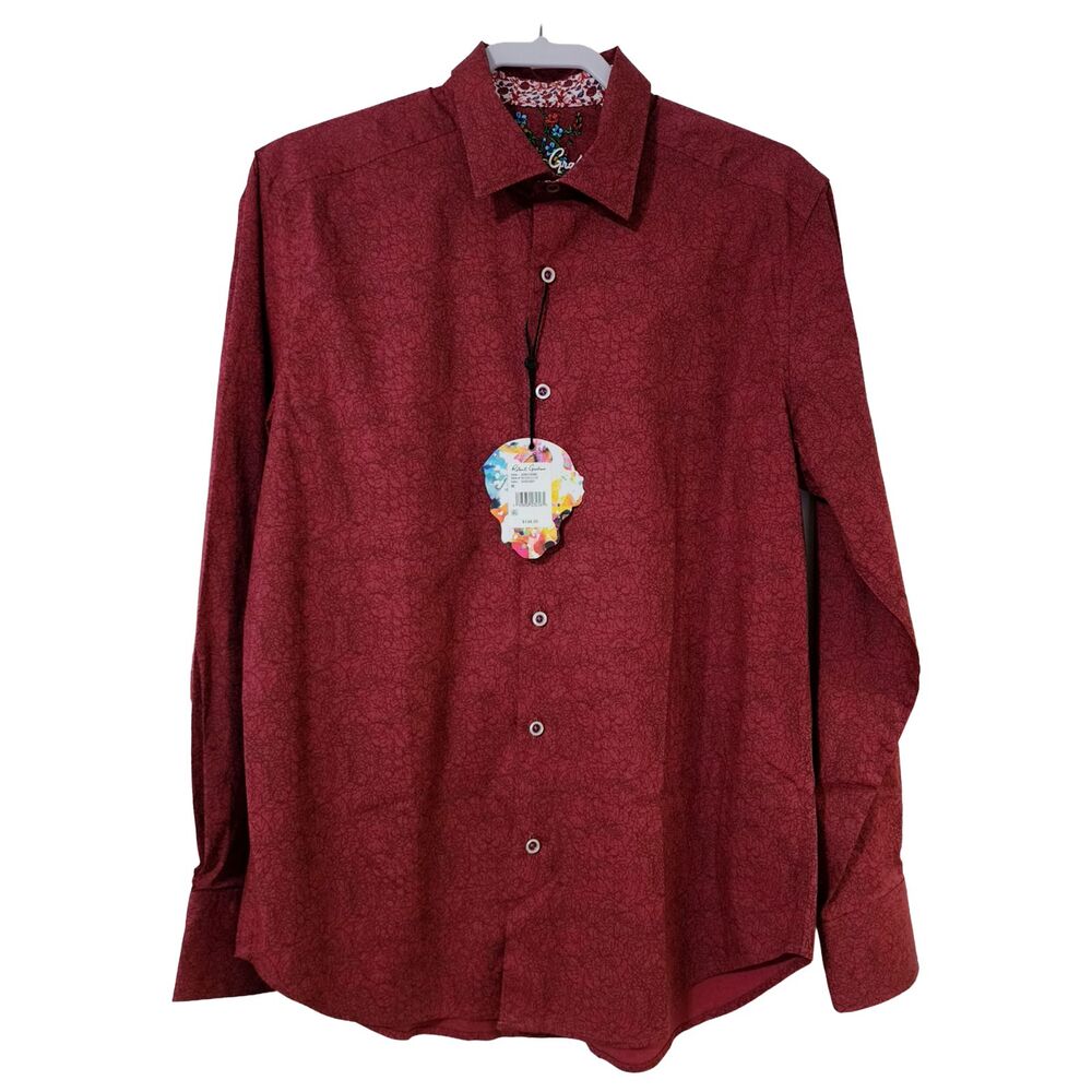 Robert Graham Men’s RFF201517CF Burgundy Red Long Sleeve Button Up Shirt M NWT